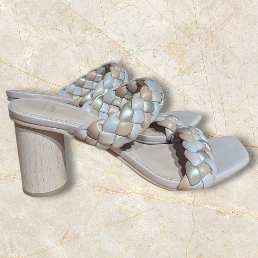 A New Day Women's Tan Braided Block Heels Size 9 1/2 - Picture 5 of 8